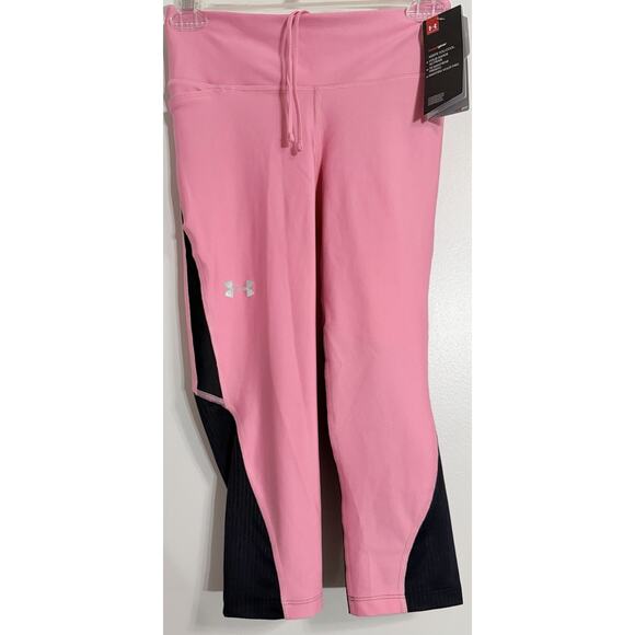NEW Under Armour Heat Gear Compression Leggings Pants Black Pink Size S Small - Picture 1 of 2